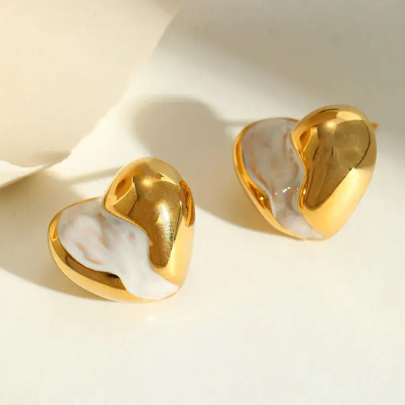 Marble Heart Earrings