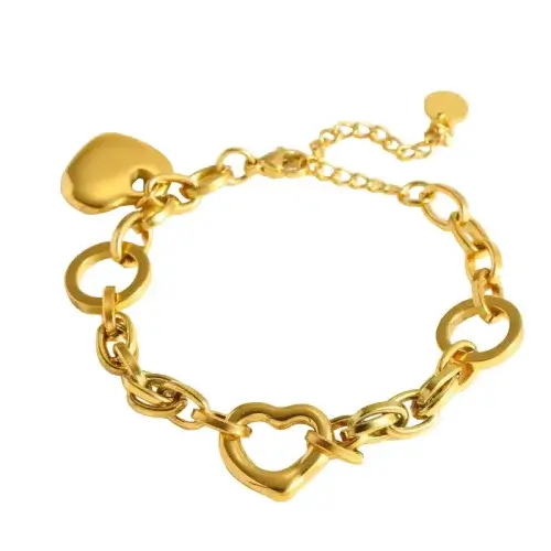 Golden Heart Link  Bracelet